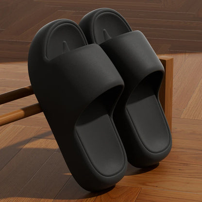 Unisex Non Slip Bathroom Home Slippers Soft Sole EVA Pillow Slides Summer Flat Beach Sandals Woman Thick Platform Cloud Slippers