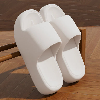 Unisex Non Slip Bathroom Home Slippers Soft Sole EVA Pillow Slides Summer Flat Beach Sandals Woman Thick Platform Cloud Slippers