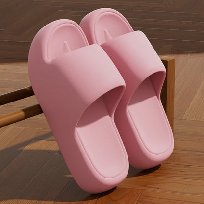 Unisex Non Slip Bathroom Home Slippers Soft Sole EVA Pillow Slides Summer Flat Beach Sandals Woman Thick Platform Cloud Slippers